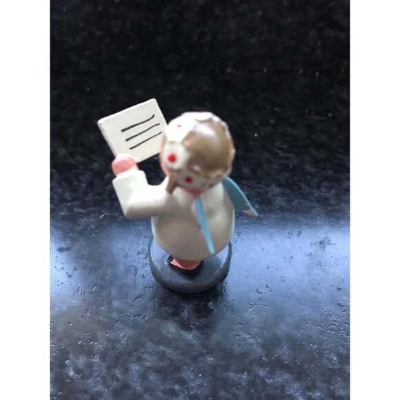 Vintage Christmas Wooden Angel Singing With Sheet Music In Her Hands  Erzgebirge - Picture 2 of 7